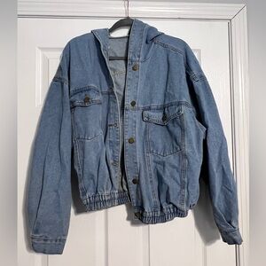 Denim Hoodie Bomber Jacket